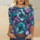 thumbnail image 5 of Camisetas de Manga 3/4 para Mujeres Impresas Cuello Redondo Blusa Casual Top de Verano Suave, 5 of 5