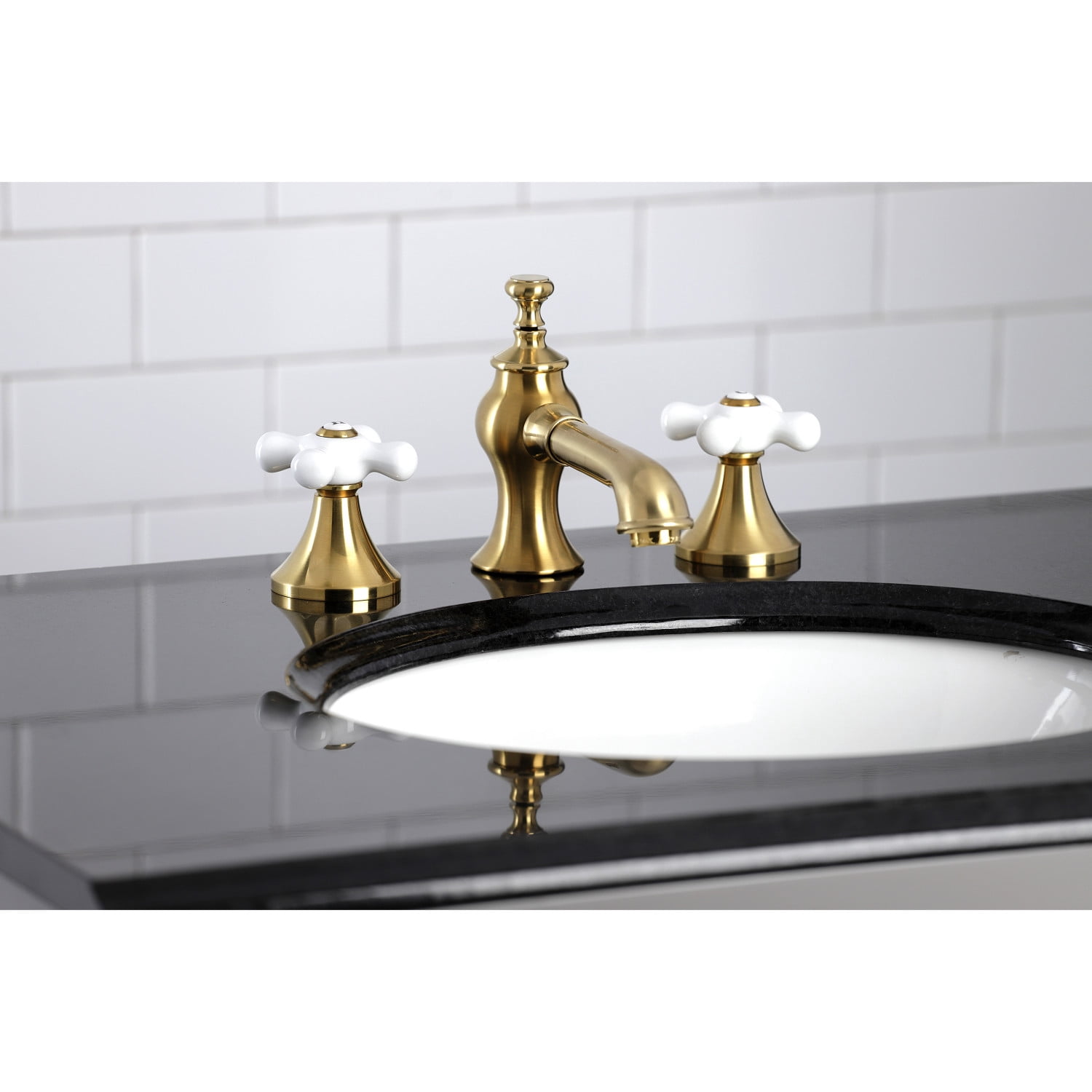 Kingston Brass KC7067PX Vintage 8 in. Widespread Bathroom Faucet, Brushed Brass