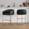 thumbnail image 2 of Manhattan Comfort Louvre Counter Stool with Steel Base in Black - Set of 2, 2 of 7