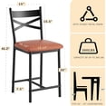 thumbnail image 1 of Historyli Taburetes de bar (2 unidades), 66 cm de altura, asiento tapizado en PU con respaldo y reposapiés en forma de X para cocina, color marrón., 1 of 6