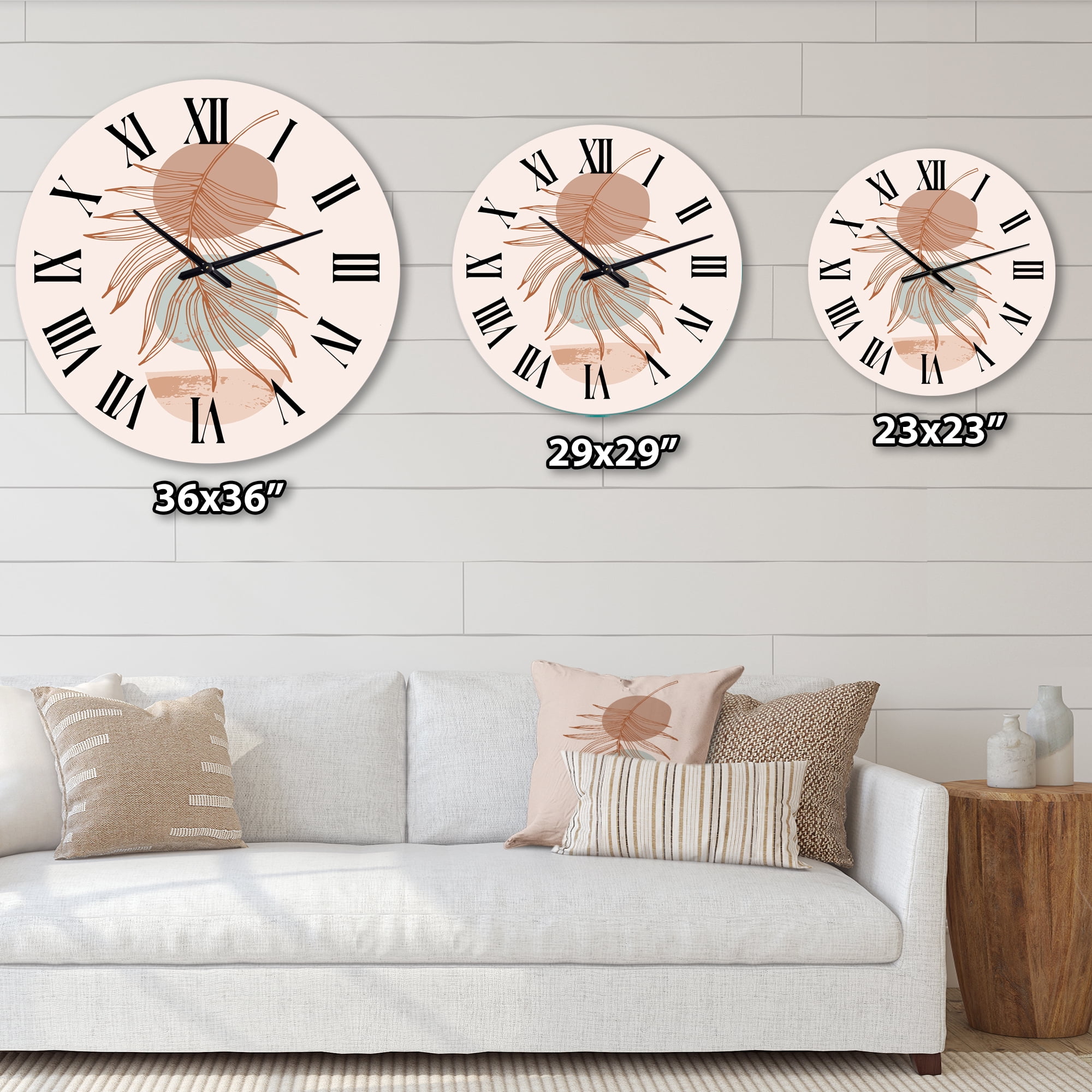 Designart 'Moon & Sun Shapes In Retro Terracotta Tones Ii' Modern Wall Clock