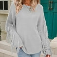 thumbnail image 5 of under $5 JINMGG 2025 Fall Winter Plus Size Sweaters for Women ,Women's Solid Round Neck Top Long Sleeved Sweater Tassel Sweater Round Neck Sweater, 5 of 5