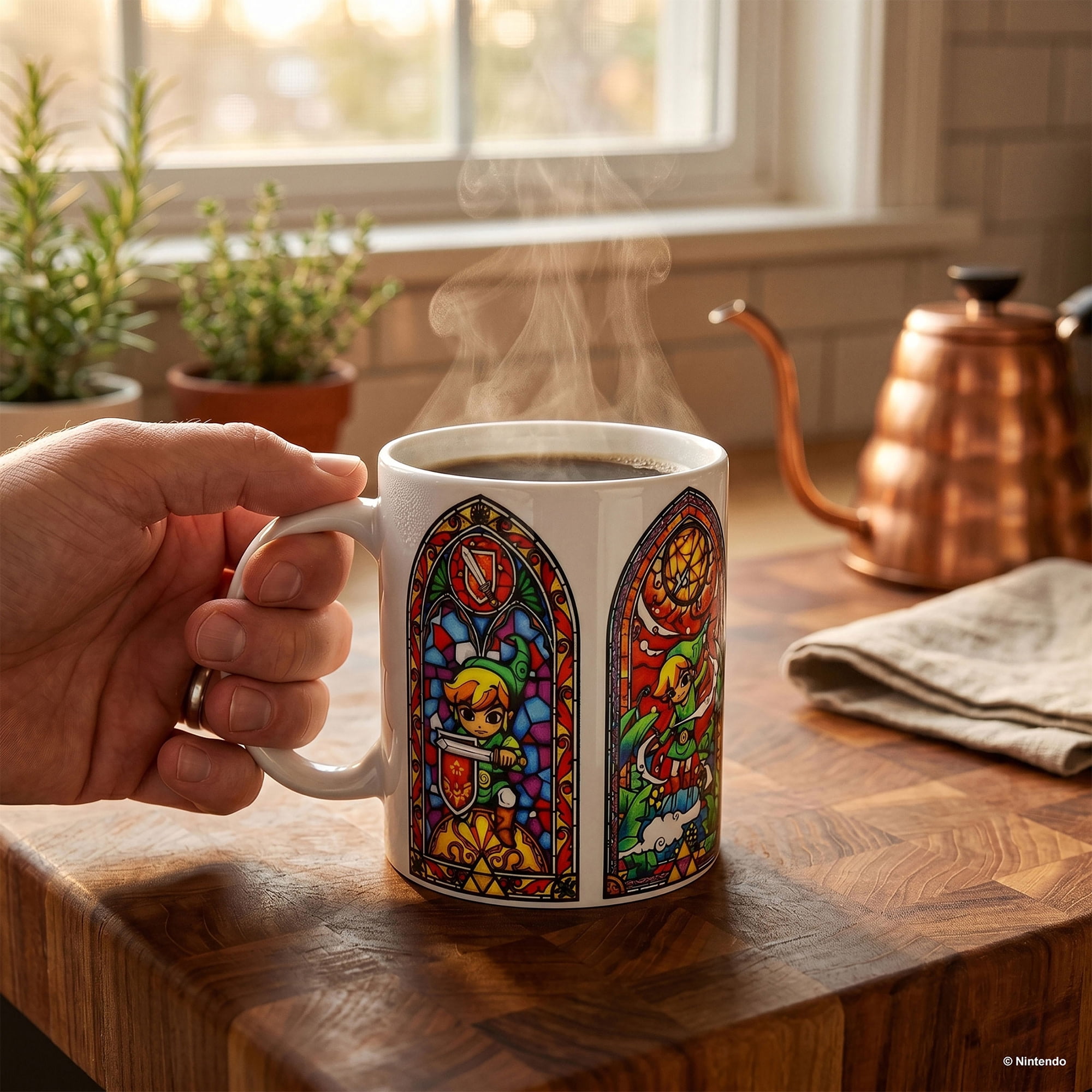 Pyramid America: The Legend of Zelda: Stained Glass - 11oz Ceramic Mug - Coffee-Tea, Microwave-Dishwasher Safe, Video Game Fan Collectible, Licensed