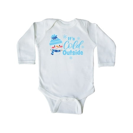 

Inktastic It s Cold Outside with Cute Snowman and Snowflakes Gift Baby Boy or Baby Girl Long Sleeve Bodysuit