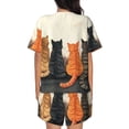 thumbnail image 6 of Daiia Four Cats Watching Rain Pattern Womens Pajama Sets Short Sleeve Pajamas for Women Sets Soft Lounge Sets Casual Round Neck Sleepwear PJS-Large, 6 of 7