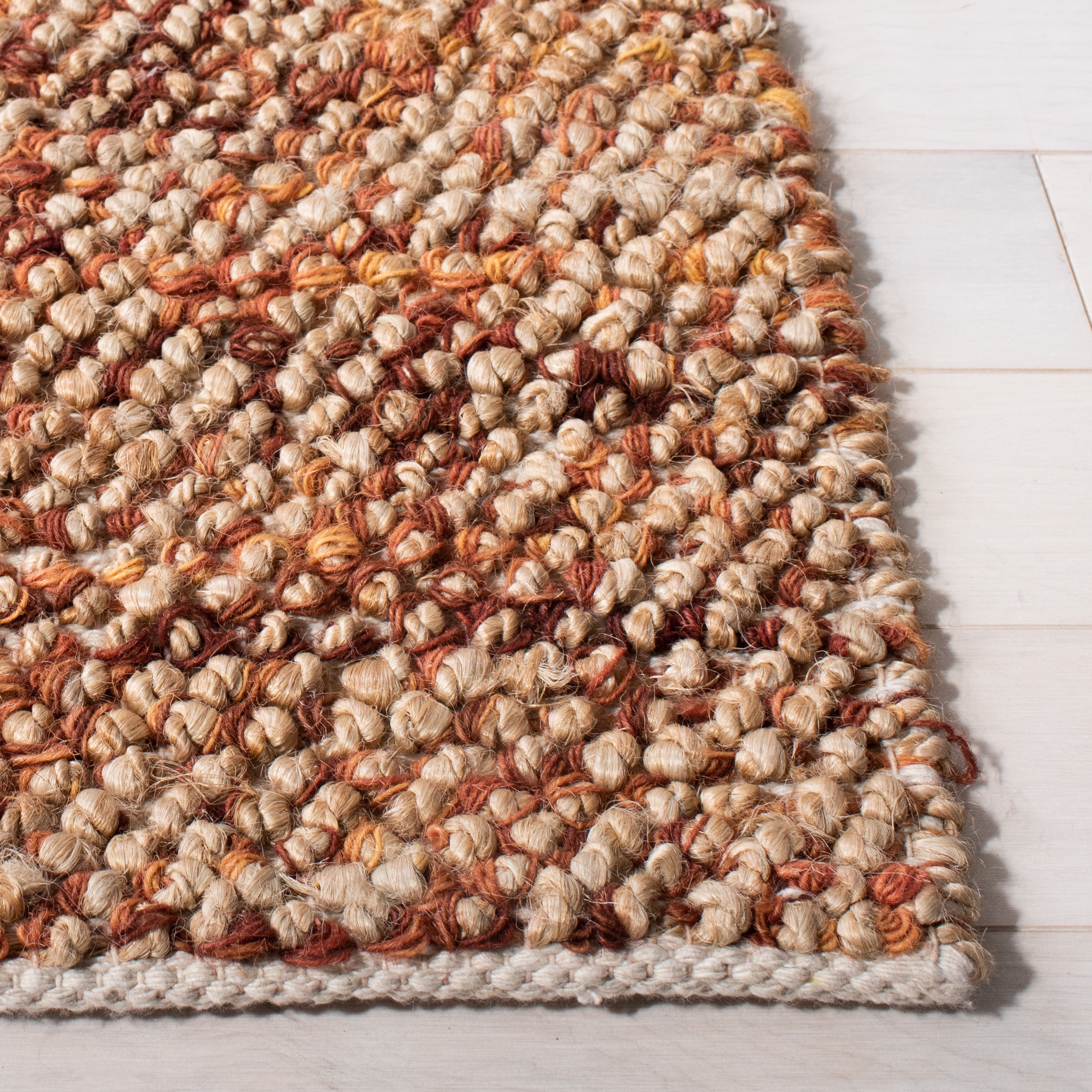 SAFAVIEH Bohemian Martha Solid Area Rug, Natural/Rust, 6' x 9'