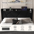 thumbnail image 5 of NISIEN Queen Bed Frame with Charging Station, Upholstered Platform Bed with Wingback Storage Headboard, Black, 5 of 11