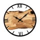 thumbnail image 1 of Reloj de pared de madera silencioso, reloj de pared colgante rústico decorativo, movimiento silencioso, números romanos marrones, 1 of 9