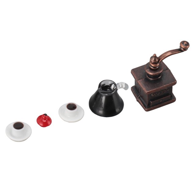 Molinillo De Café Para Casa De Muñecas, Adorno De Olla, Simulación Interesante, aleación Animada Y Plástico, Cafetera En Miniatura Para Casa De Muñecas, Duradero, 3 Juegos