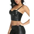 thumbnail image 5 of MISS MOLY Womens PU Leather Bustier Crop Top Gothic Punk Push Up Women's Corset Top Bra, 5 of 7