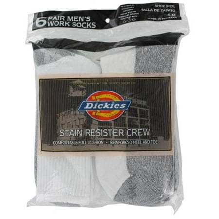 DICKIES(R) MERCHANDISE Men's Work Socks 6-Pack White/Grey 213WG