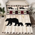 thumbnail image 2 of Feelyou Kawaii Bear Family Full Size Sheets, Rustic Wooden Cabin Bed Sheets, Woodland Animal Wildlife Sheet Sets, Breathable Home Decor, 4-Piece, 2 of 7