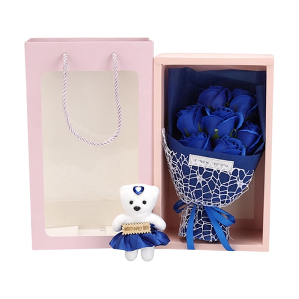 Ramo de rosas de jabón, ramo de rosas decorativas, ramo de jabón perfumado, flores artificiales Azul