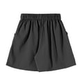 thumbnail image 5 of Tfken Summer Women Shorts Elastic Waist Solid Color Shorts With Pockets Casual Daily Wear Female Soft Clothes Black, 5 of 5