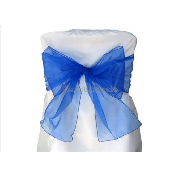 9 x 10 Ft Organza Chair Bows/Sashes Royal Blue (12 pieces)