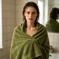 thumbnail image 6 of Btomtd 100% Cotton Bath Towels, Extra Large Absorbent Oversized Bath Sheet, Soft Embroidered Home Gift Shower Towels, Size 55" x 27.5", Green, 6 of 6
