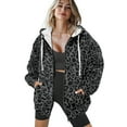 thumbnail image 4 of COEQINE Full Zip Up Oversized Jacket Fashion Sweatshirts Long Sleeve Casual Wear Women's Hoodie Y2K Black Leopard Print Fall Winter Outfits with Pockets, L, 4 of 7