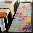 thumbnail image 3 of SAFAVIEH Madison Anabelle Abstract Watercolor Area Rug, Blue/Orange, 6'7" x 6'7" Round, 3 of 10