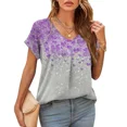 thumbnail image 1 of RWJDXD RWJDXD Ample et Confortable en Été T-Shirt de Luxe à Imprimé Étoile pour Femmes Mode Col en V Manches Courtes pour Dames Hauts Surdimensionnés Blouse Décontractée d'Été T-Shirts de Designer pour Femme, 1 of 7