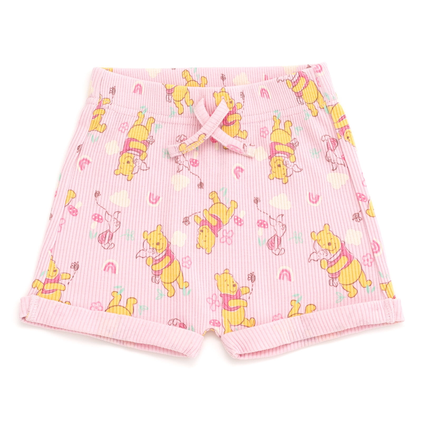 Disney Winnie the Pooh Piglet Ribbed Bodysuit, Shorts and Headband 3 Piece Outfit Set Newborn to Infant