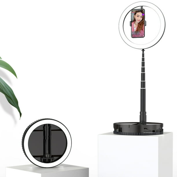 Iluminación y techo, lámpara de escritorio, anillo de luz LED con teléfono de 10 pulgadas, luz con soporte, plegable, estirable, portátil, para selfies, transmisión en vivo y maquillaje, soporte para