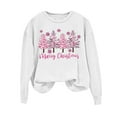 thumbnail image 2 of pimelu Christmas Sweater Clearance Merry Christmas Womens Sweatshirt Trendy Pink Christmas Tree Graphics Print Shirts Xmas Girls Plus Size Long Sleeve Crewneck Pullover Top, 2 of 4