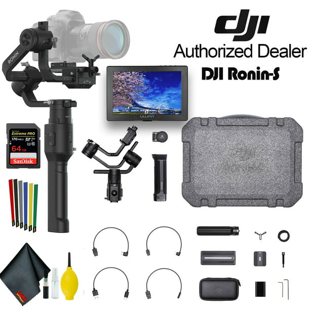 tilpasningsevne medarbejder middag DJI Ronin-S Handheld Gimbal Stabilizer with All-in-one Control for DSLR and  Mirrorless Cameras With 64GB Memory Card and External Monitor - Advanced Kit  - Walmart.com