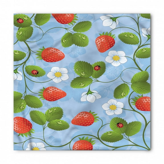 Ladybugs Bandana, Strawberry Daisy Retro, Unisex Head and Neck Tie, by Ambesonne