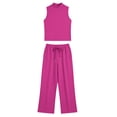 thumbnail image 5 of Snorda 2 Piece Outfits for Women Sleeveless Crop Tops and Elastci Waist Wide Leg Pants Summer Ladies Casual Stretchy Look Set Everyday Outing Vacation Wear, 5 of 5