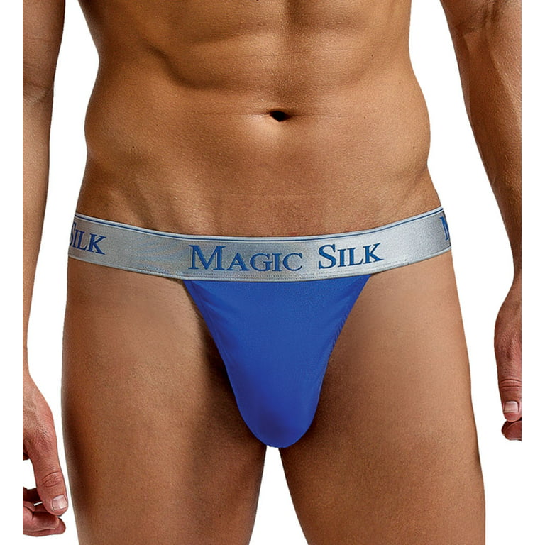Men's Magic Silk 4586 100% Silk Knit Micro Thong (Black XL)