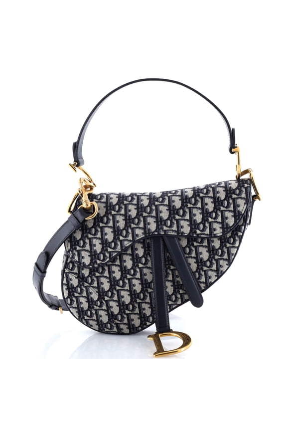 Pre-Owned Saddle Handbag with Strap Oblique Canvas Medium By Rebag