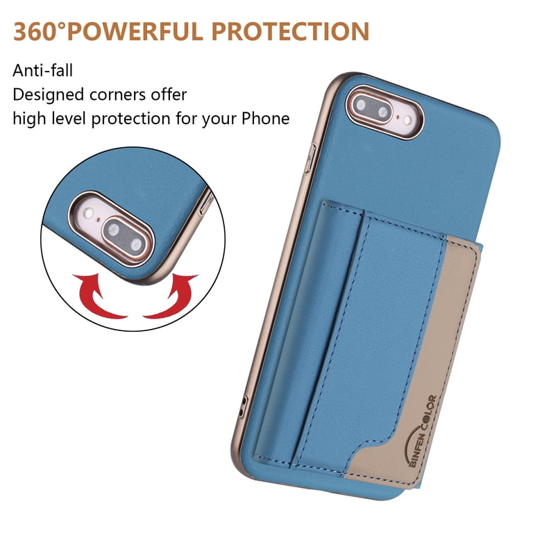 Allytechgroup Case for Apple iPhone 8 Plus/7 Plus, 2-in-1 Detachable Magnetic Rfid Blocking Wallet Shell [Compatible with MagSafe] Stand PU Leather