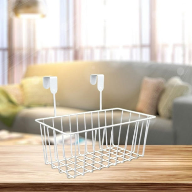 Panier Suspendu Sous étagère Métal Blanc - Rangement Cuisine, Salle De Bain, Bureau - Sans Perçage, Amovible