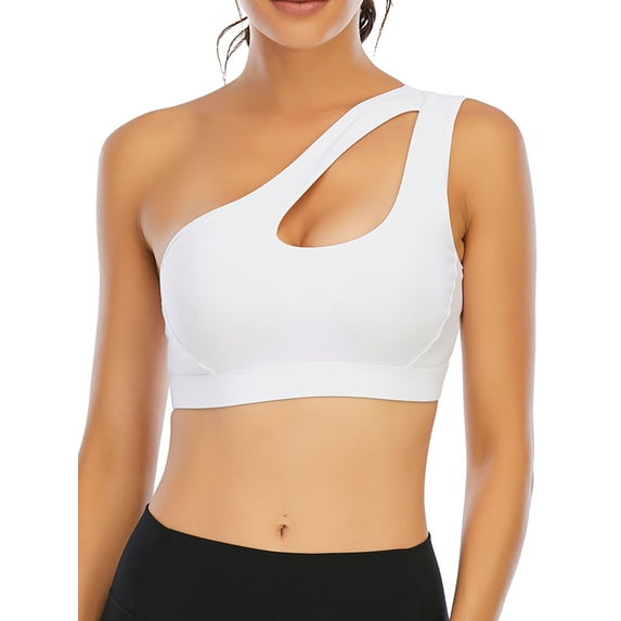 FUTATA Fashion Women's Sports Bras Medium Support One-Shoulder Yoga Bra Removable Padded Workout Running Bras Activewear Tank Tops,S-2XL
