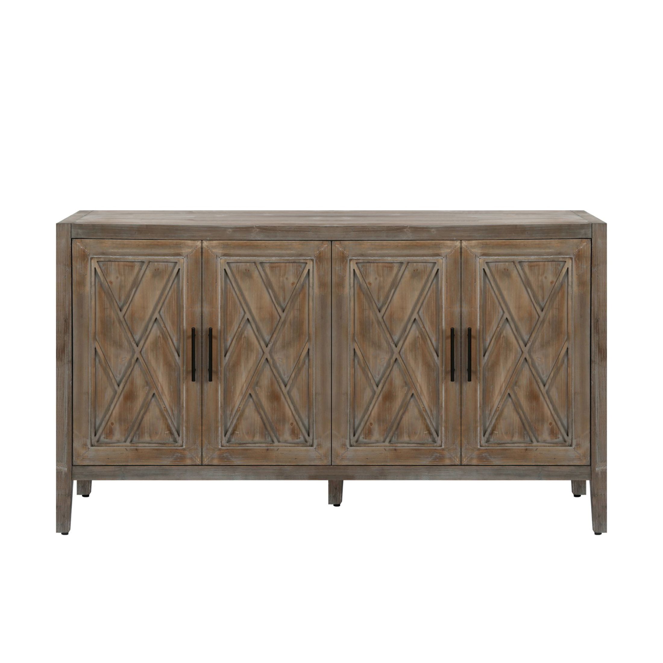Noble House Modern Farmhouse 4-Door Accent Sideboard with Adjustable Shelf, Multi-Use Storage Buffet Cabinet for Dining Room, Antique brown