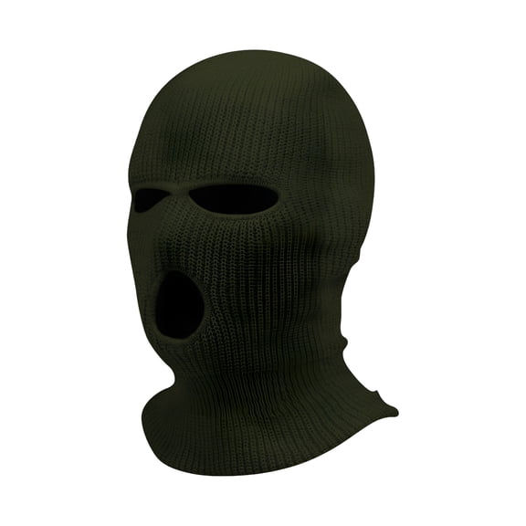 TELOLY 3 Hole Balaclava Mask for Men Knitted Winter Mask Ski Warm Balaclava Face Mask Outdoor Cycling Hats Army Green Free Size