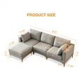 thumbnail image 7 of L-Shaped Sectional Sofa with 2 Pillows, Modern 93" Linen Upholstered Accent Sofa Couch with Removable Ottoman & Golden Metal Legs, 3-Seater Sofa for Living Room Apartment, Gray, 7 of 7