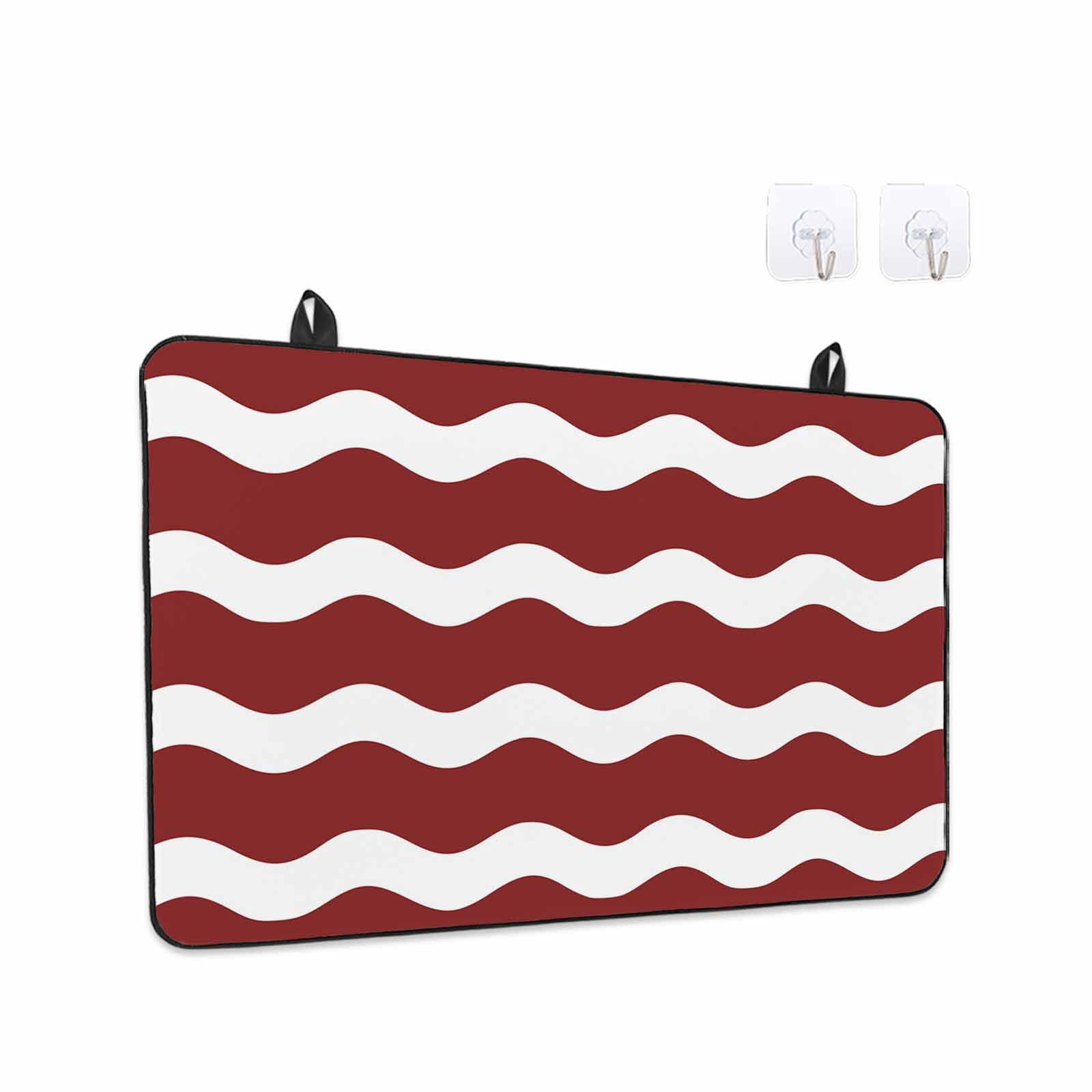 Red Ripple Stove Top Cover for Electric Stove, Heat-proof & Non Slip Glass Top Stove Cover Protector, Simple Red White Waves Aesthetics Kitchen Flat Cooktop Rubber Mat 24x21 Inches