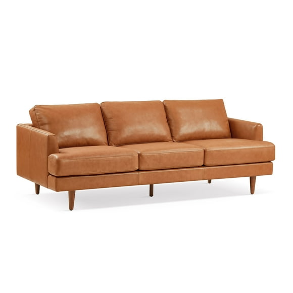 Valencia Grosseto Top Grain Leather Three Seats Sofa 87" | Premium Italian Nappa 11000 Top Grain Leather, Down Feather, Pet-Friendly Leather, Cognac