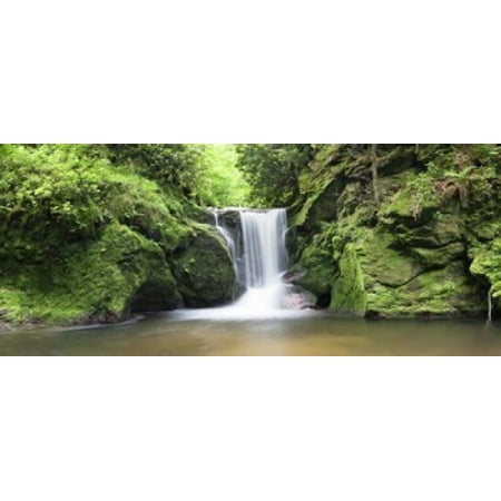 Water in a forest Geroldsau Waterfall Black Forest Baden-Wurttemberg Germany Canvas Art - Panoramic Images (15 x