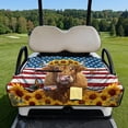 thumbnail image 2 of COEQINE Golf Cart Seat Cover with Carry Handle for Storage, Fits for EZGO Yamaha Club Car (51.2x30.3 Inches), with Quilted Padding & 4 Storage Pockets, Easy Wash, Highland Cow Sunflower US Flag, 2 of 8