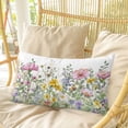 thumbnail image 4 of Spring Floral Pillow Covers, Linen Long Throw Pillow Case, Watercolor Flower Eucalyptus Leaves Botanical Holiday Pillow Protector Decorative Cushion Cover for Living Room/Bedroom 16" x 24", 4 of 8