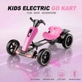 thumbnail image 3 of Holaki 12V Electric Go Kart for Kids, Battery Powered Ride on Toy with Adjustable Seat, Music, LED Lights, EVA Wheels & Forward/Reverse Driving, Pink, Ages 3-6, 3 of 10