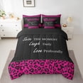 thumbnail image 2 of jejeloiu Inspirational Quote Theme 7-Piece Twin Bedding Sets,Wild Cheetah Texture Bedding Comforter Set,Hotpink Black Sheet Sets For Girls Boys,Microfiber Bedroom Decor Reversible, 2 of 8