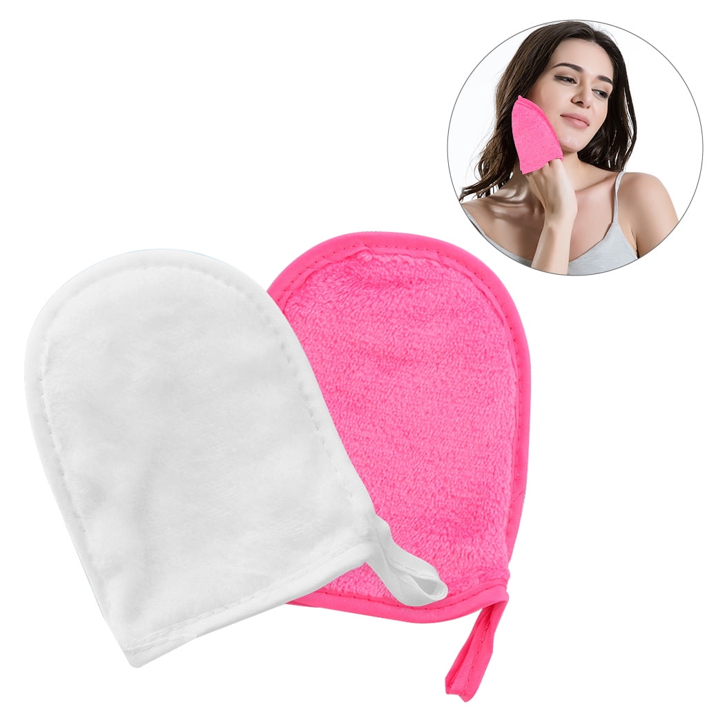 2PCS Face Cleansing Glove Soft Reusable Facial Cloth Pad Makeup Remover