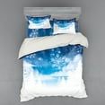 thumbnail image 2 of Winter Duvet Cover Set, Christmas Trees Setting with Snowflakes and Stars New Year Graphic Image, Bedding Set with Shams and Fitted Sheet, 3 Sizes, by Ambesonne, 2 of 3