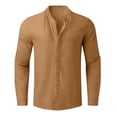 thumbnail image 3 of CONZONE Mens Cotton Linen Shirts Long Sleeve Buttons Down Shirts for Men Trendy Solid Color Lapel Soft Lightweight Summer Tops, 3 of 5