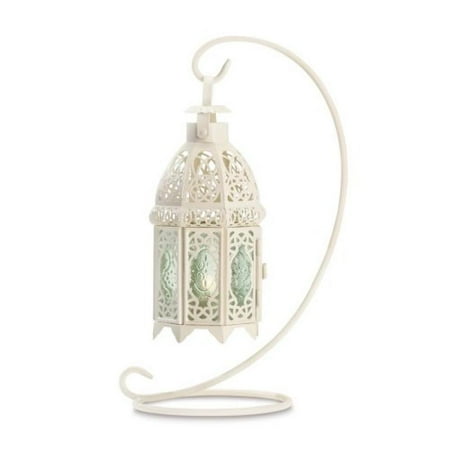 - Gifts & Decor White Fancy Antique Lattice Candle Lantern with Stand