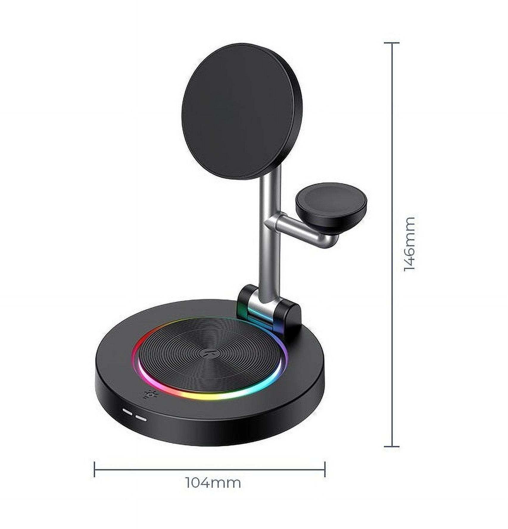 Worryfree Gadgets Qi2 3-In-1 Wireless Charging Station, 33w Travel Charger, Black