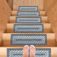 thumbnail image 5 of Ottomanson Non-Slip Rubberback Modern Bordered 8.5" x 26" Indoor Stair Treads, 7 Pack, Navy, 5 of 10